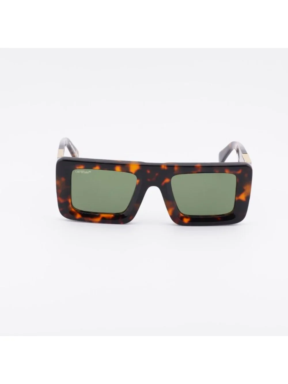 Off-White OERI049 LEONARDO 1605 Sunglasses Havana Square Frame, Green Lenses
